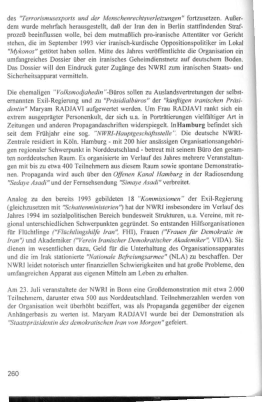 Seite 263 des Verfassungsschutzbericht 1994 Hamburg