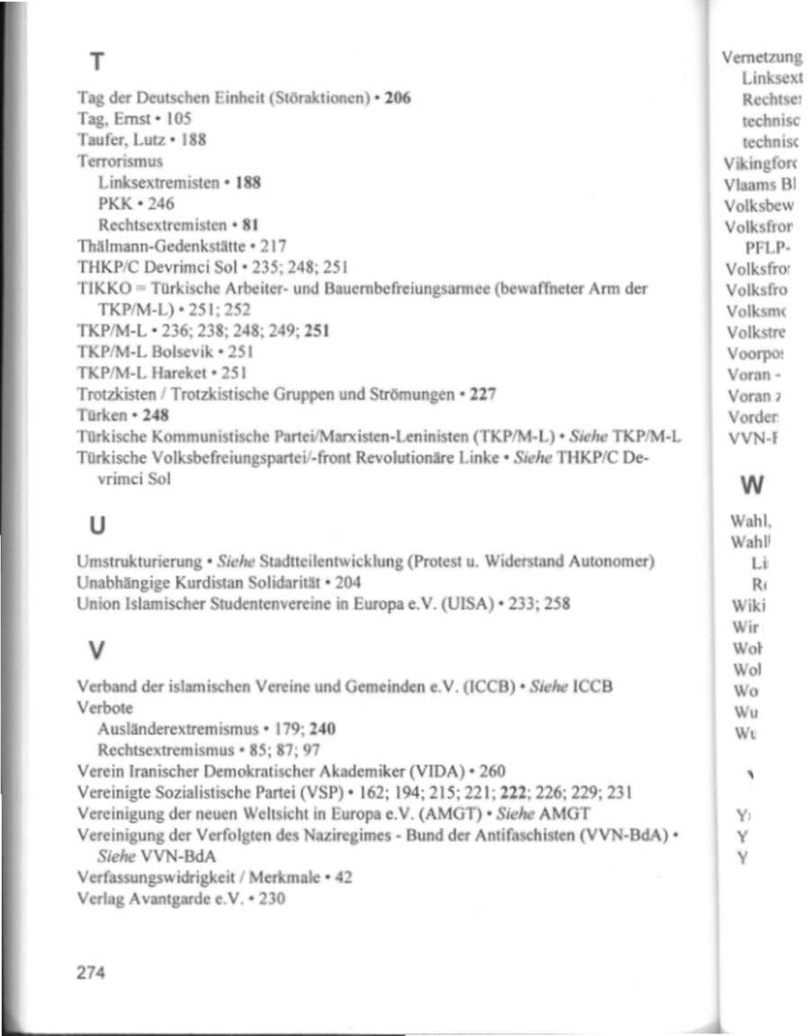 Seite 277 des Verfassungsschutzbericht 1994 Hamburg