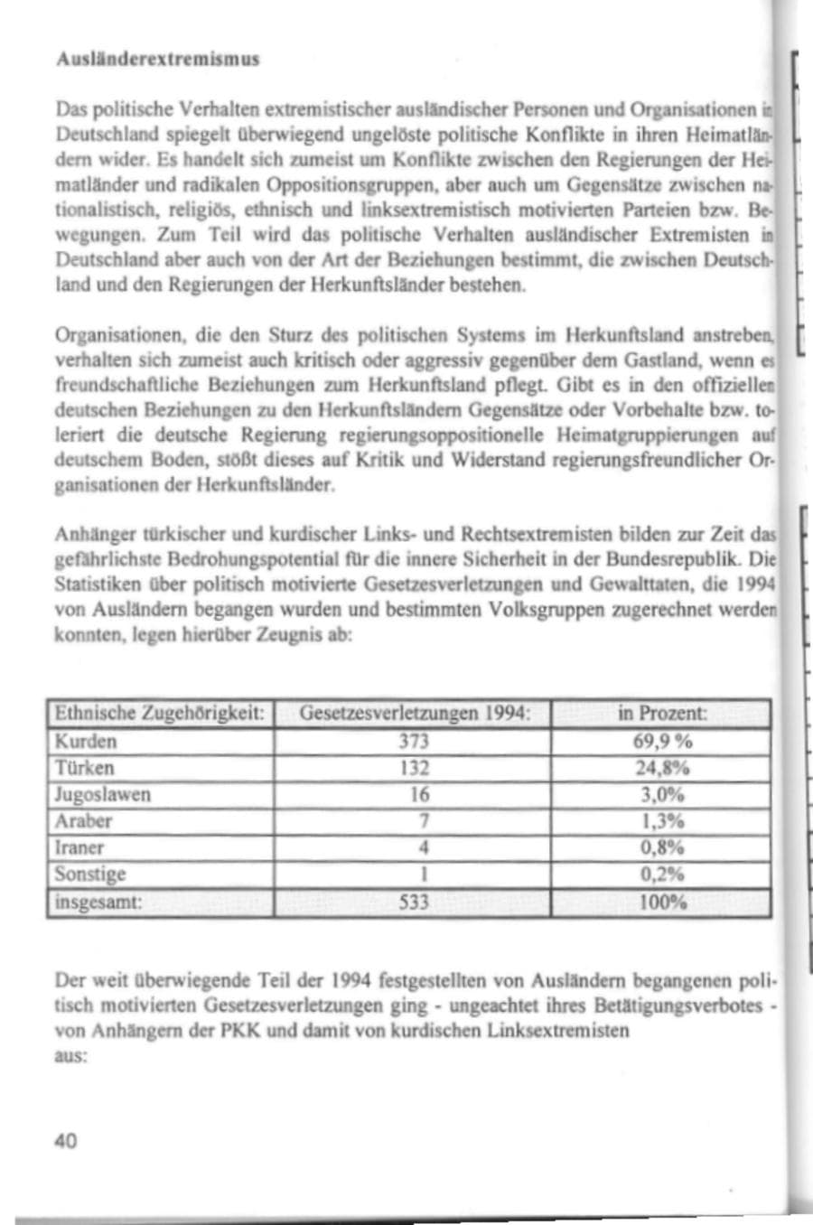 Seite 43 des Verfassungsschutzbericht 1994 Hamburg