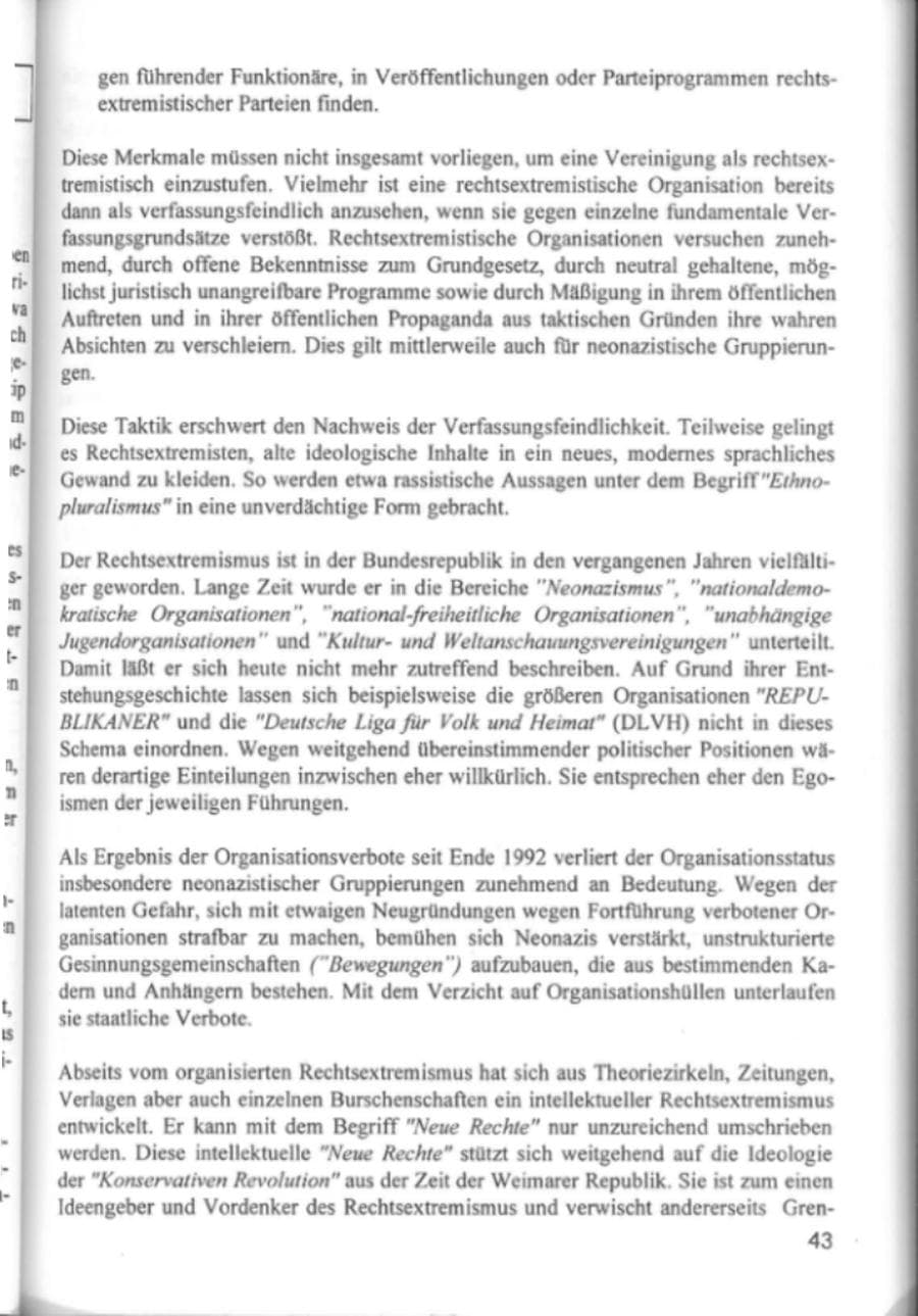 Seite 46 des Verfassungsschutzbericht 1994 Hamburg