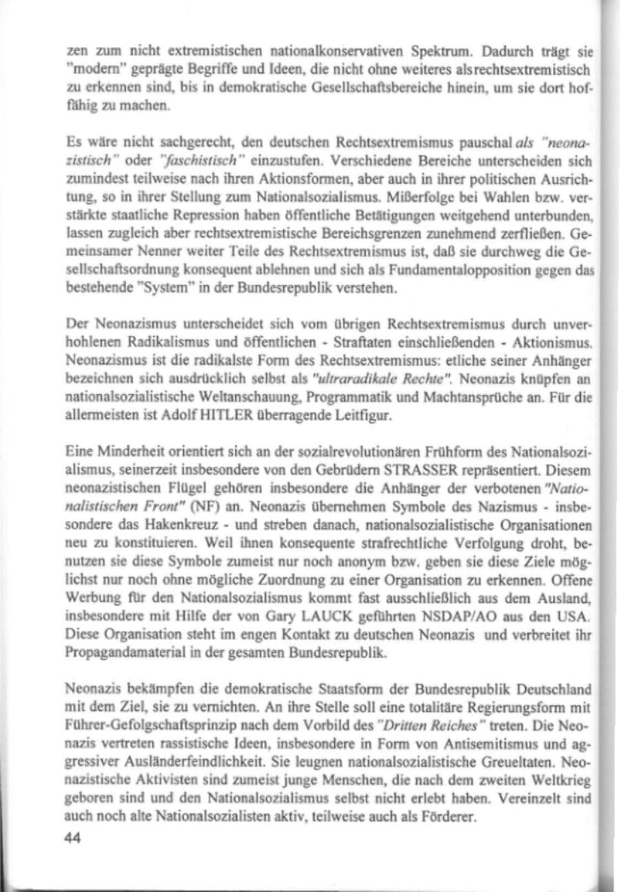 Seite 47 des Verfassungsschutzbericht 1994 Hamburg