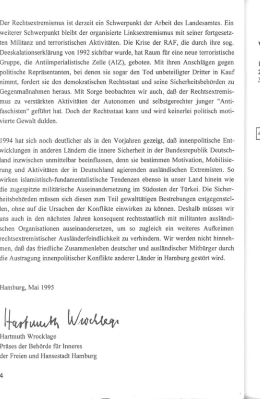 Seite 7 des Verfassungsschutzbericht 1994 Hamburg