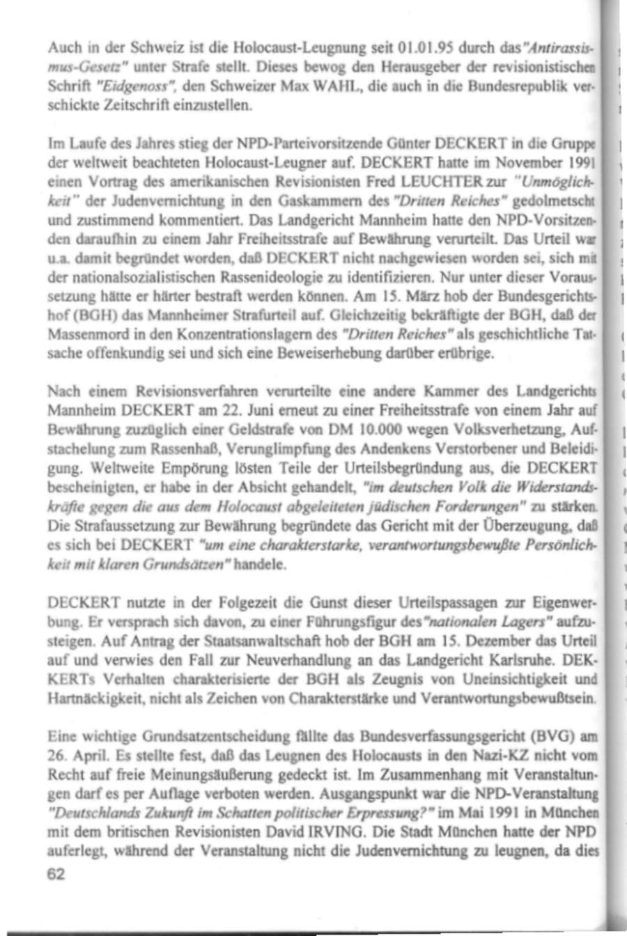 Seite 65 des Verfassungsschutzbericht 1994 Hamburg