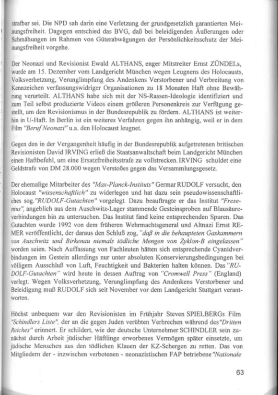 Seite 66 des Verfassungsschutzbericht 1994 Hamburg