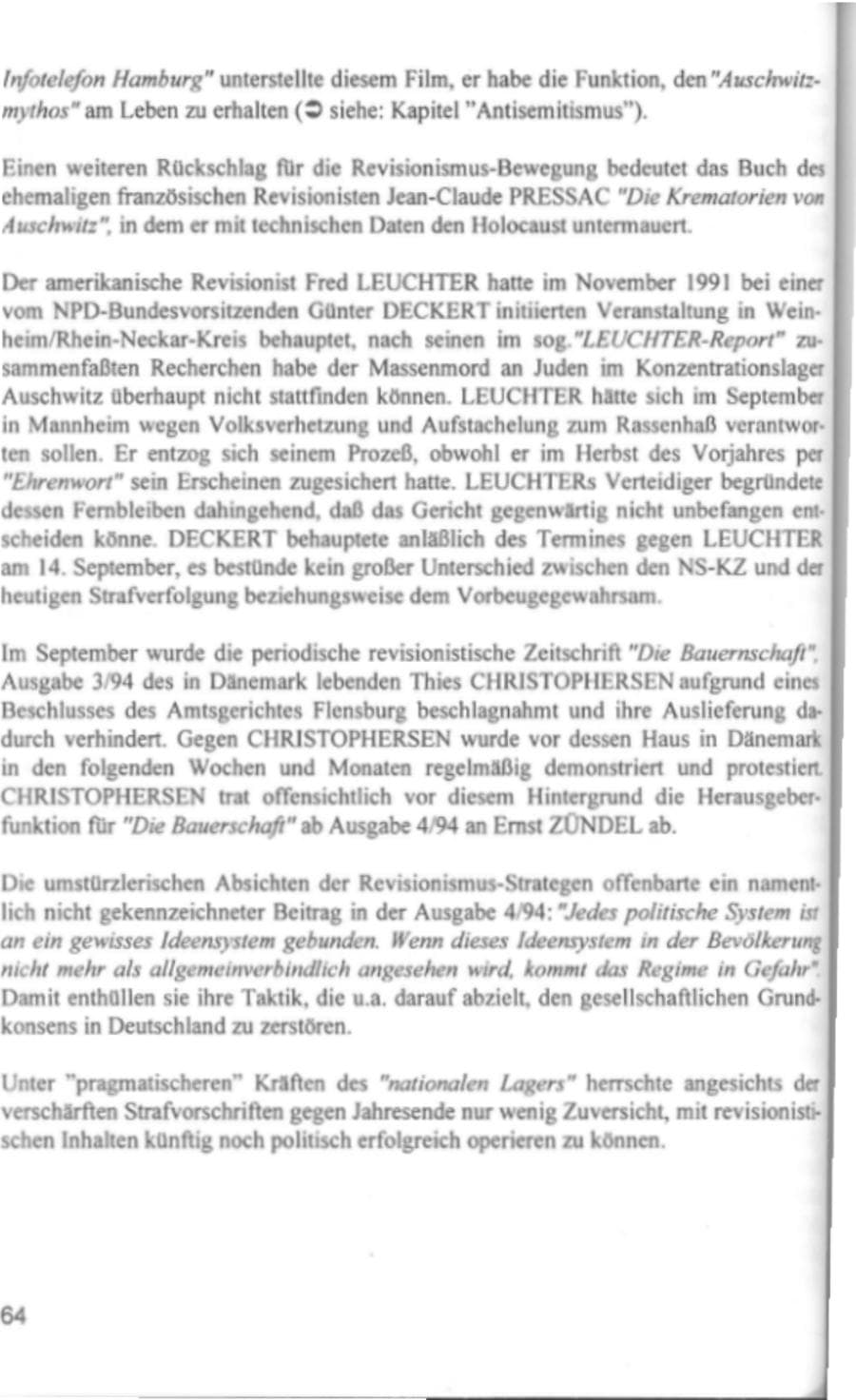 Seite 67 des Verfassungsschutzbericht 1994 Hamburg