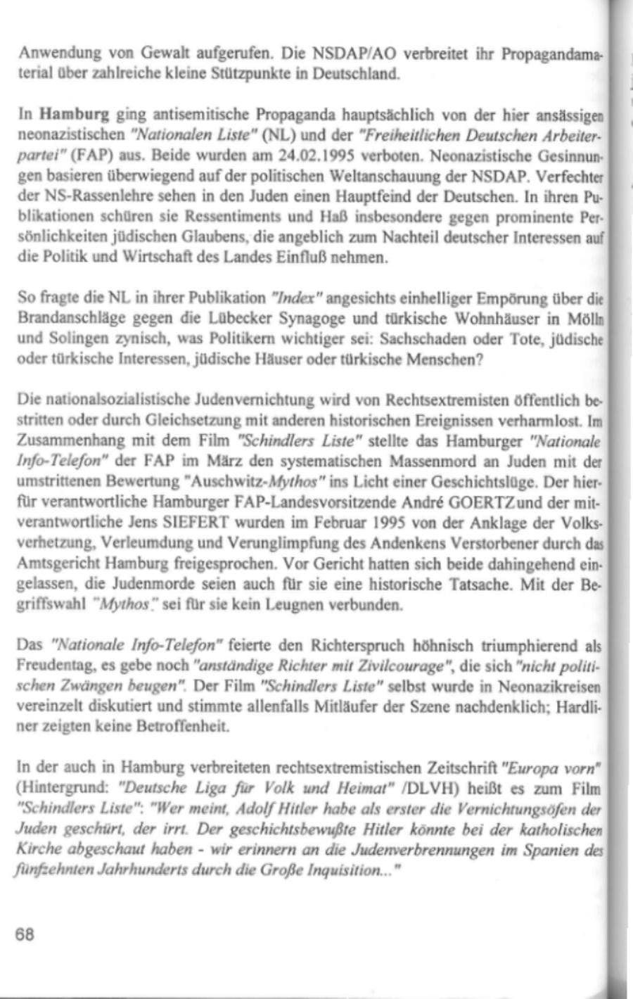 Seite 71 des Verfassungsschutzbericht 1994 Hamburg