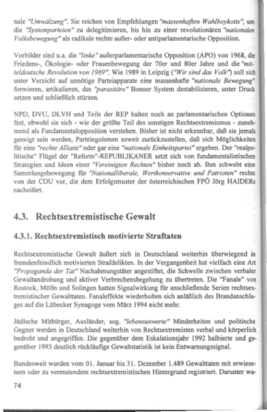 Seite 77 des Verfassungsschutzbericht 1994 Hamburg