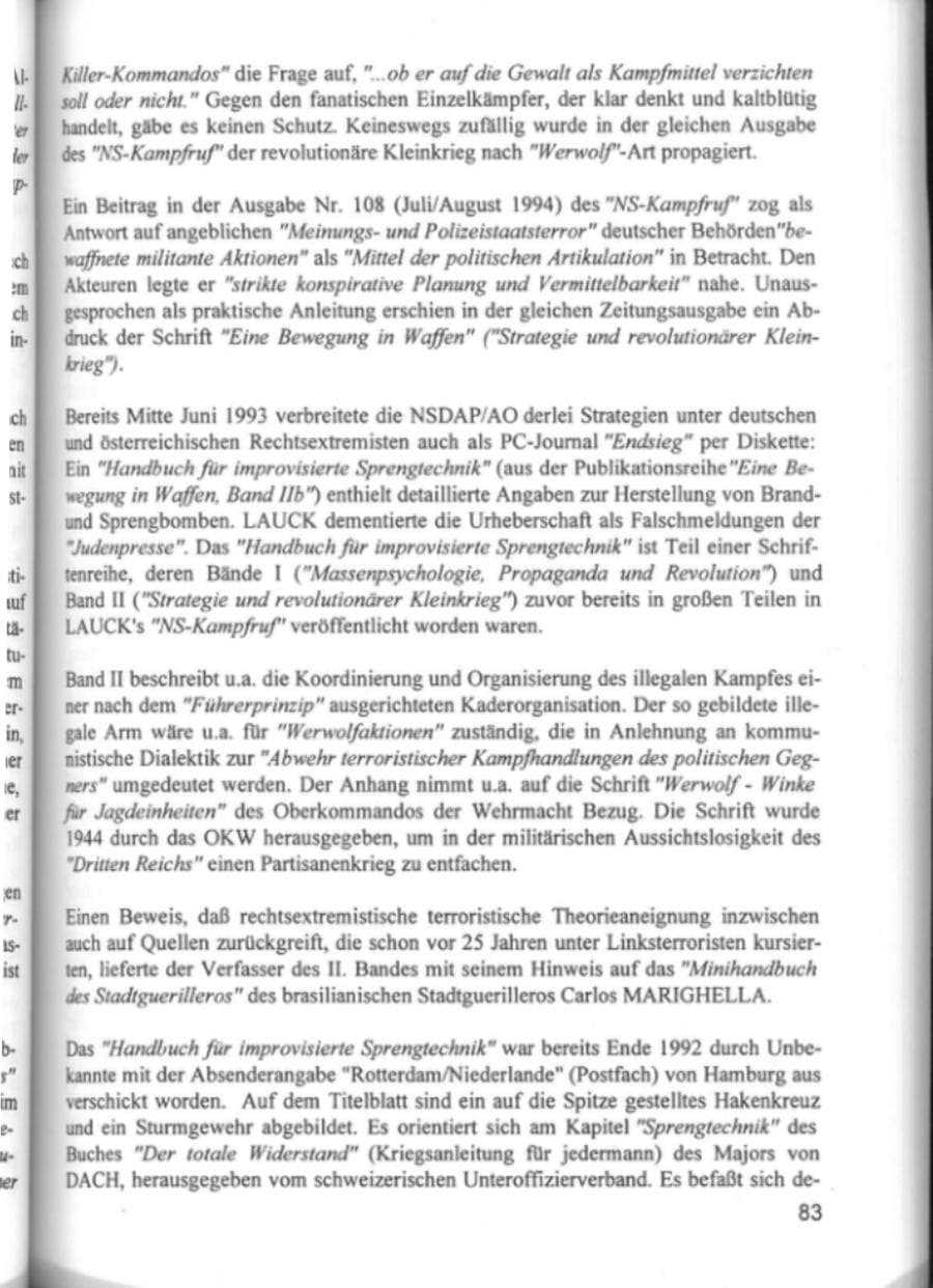 Seite 86 des Verfassungsschutzbericht 1994 Hamburg