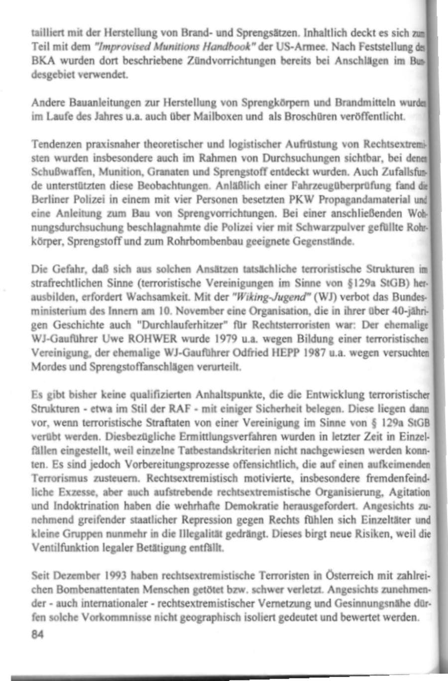 Seite 87 des Verfassungsschutzbericht 1994 Hamburg