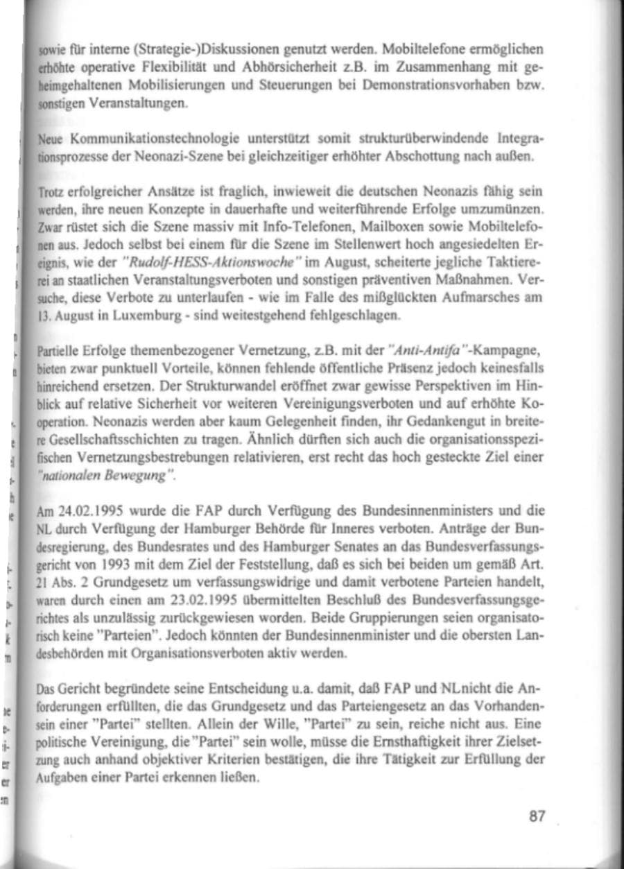 Seite 90 des Verfassungsschutzbericht 1994 Hamburg