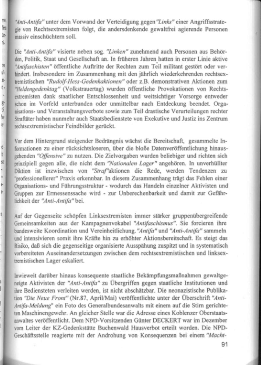 Seite 94 des Verfassungsschutzbericht 1994 Hamburg