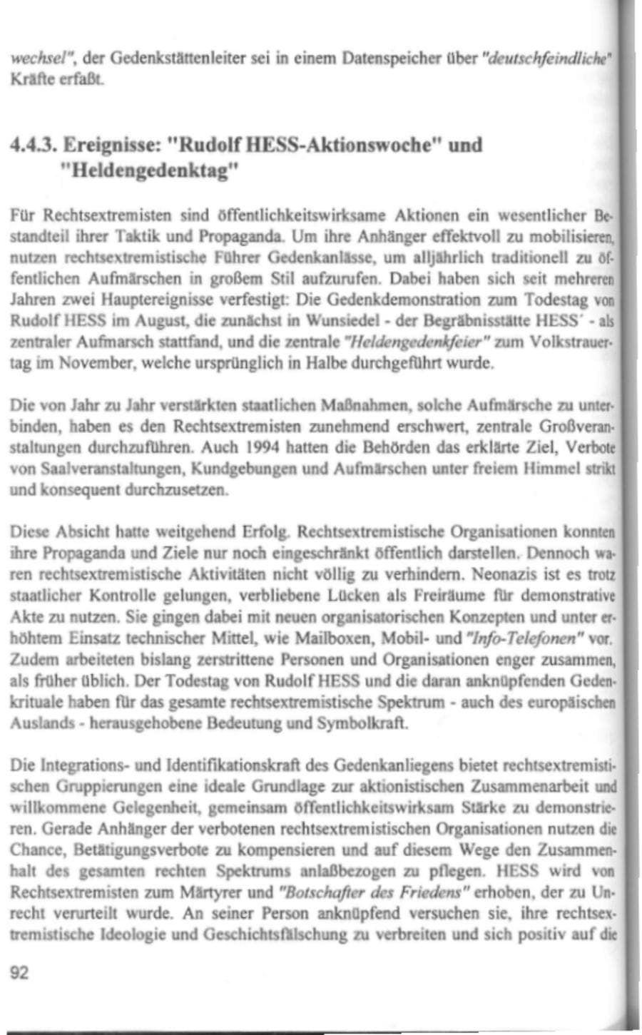 Seite 95 des Verfassungsschutzbericht 1994 Hamburg