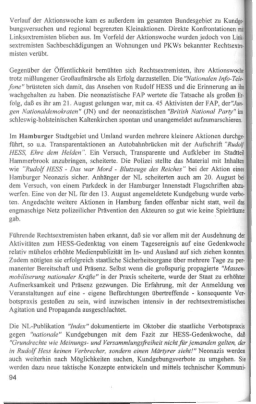 Seite 97 des Verfassungsschutzbericht 1994 Hamburg