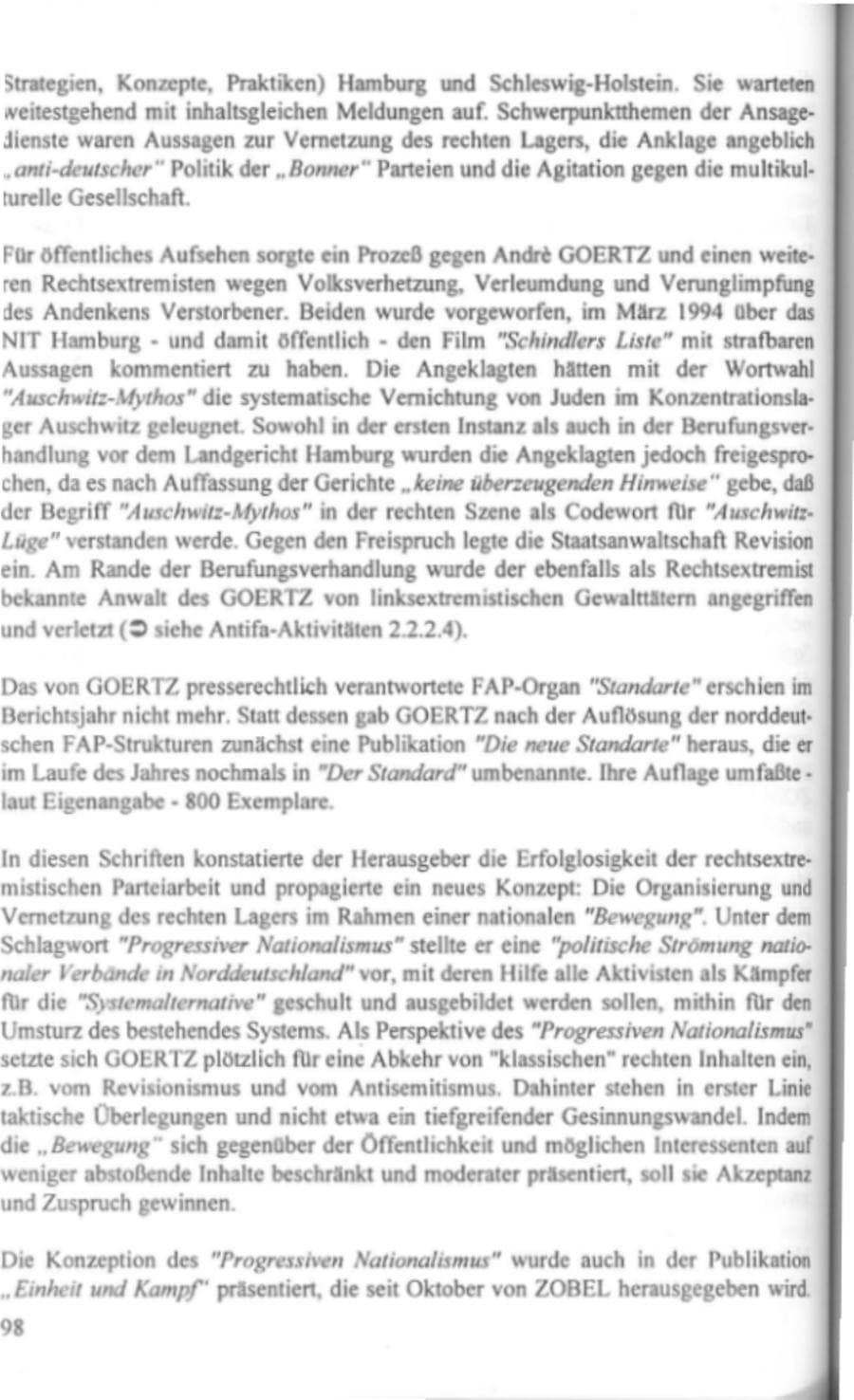 Seite 103 des Verfassungsschutzbericht 1995 Hamburg