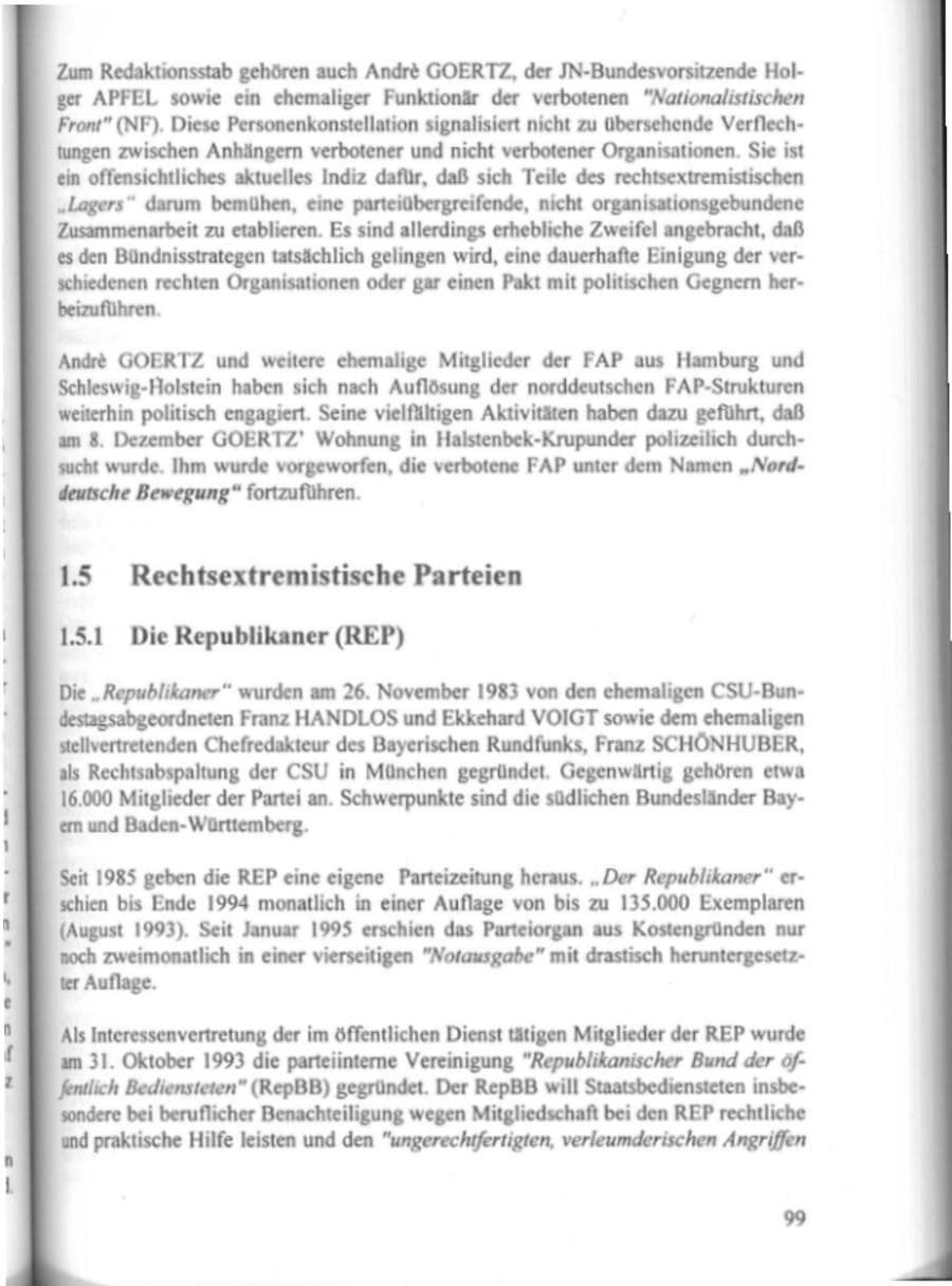 Seite 104 des Verfassungsschutzbericht 1995 Hamburg