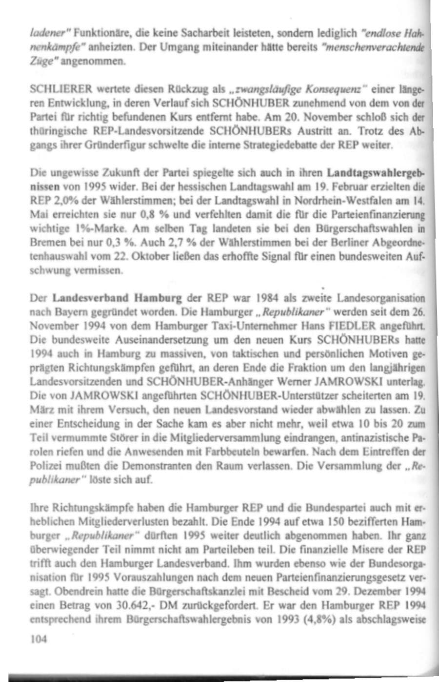 Seite 109 des Verfassungsschutzbericht 1995 Hamburg