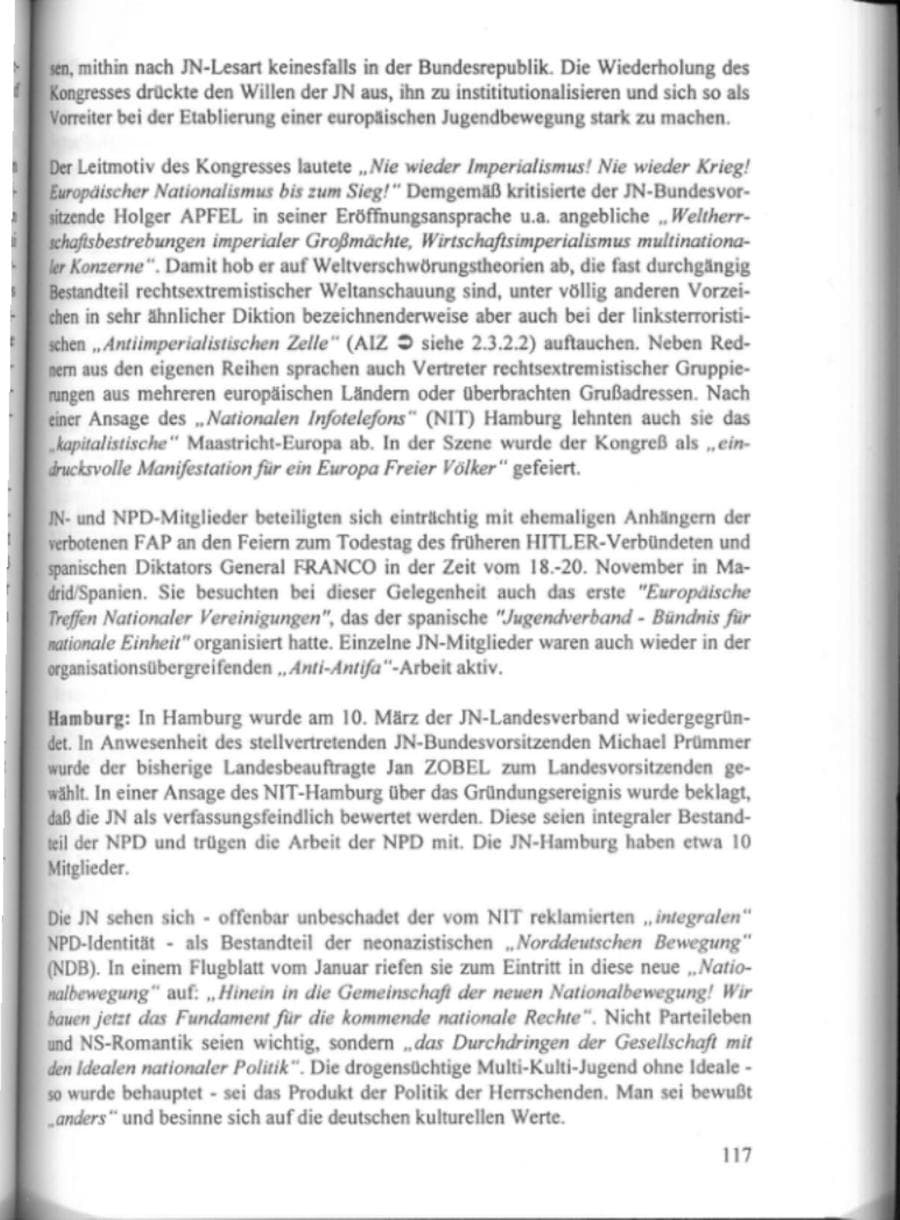 Seite 122 des Verfassungsschutzbericht 1995 Hamburg