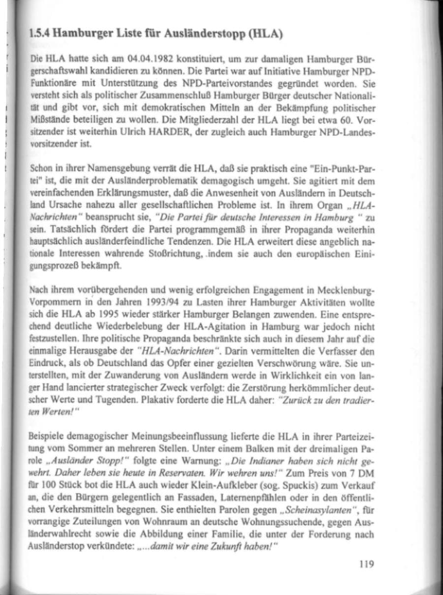 Seite 124 des Verfassungsschutzbericht 1995 Hamburg
