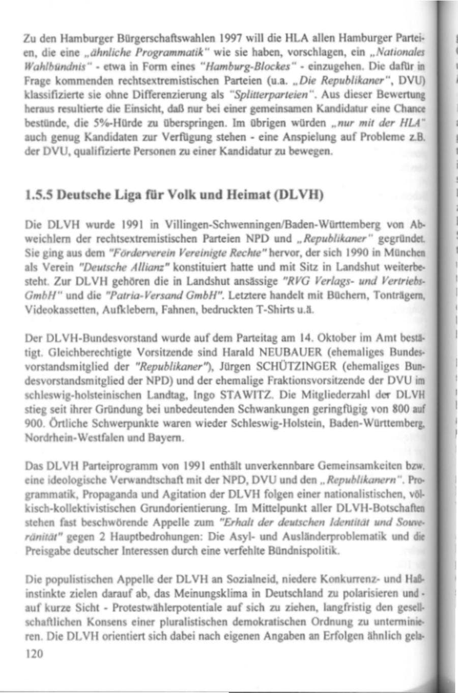 Seite 125 des Verfassungsschutzbericht 1995 Hamburg