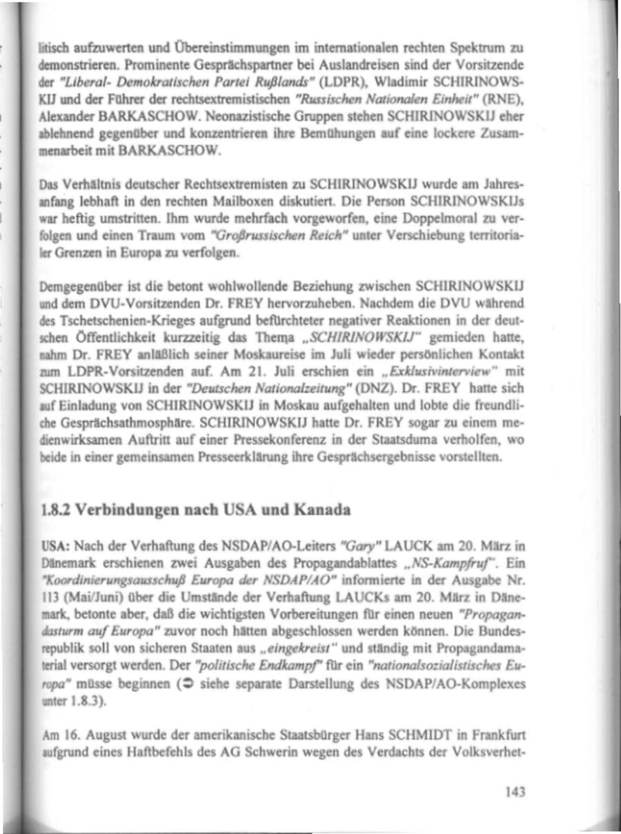 Seite 148 des Verfassungsschutzbericht 1995 Hamburg