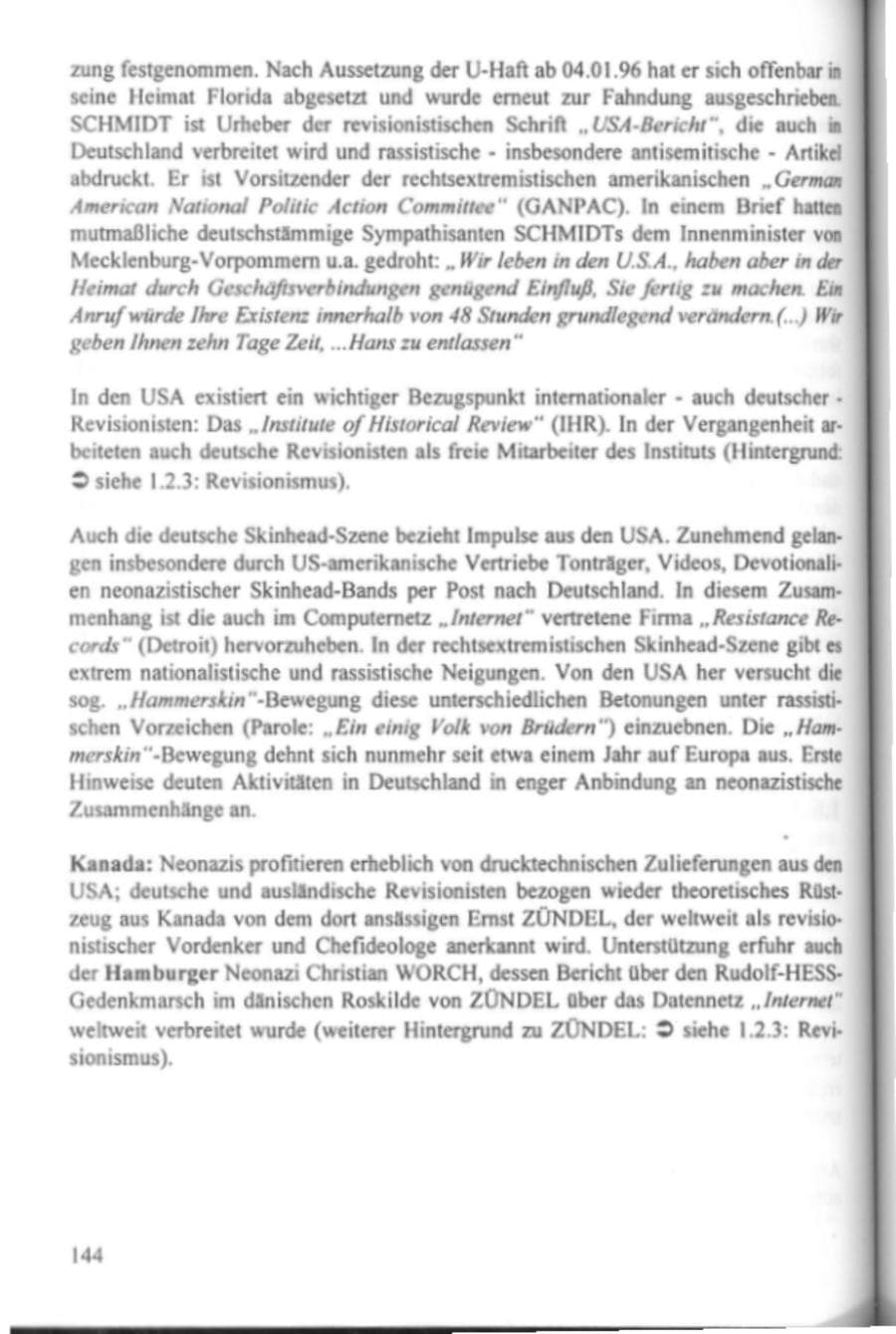 Seite 149 des Verfassungsschutzbericht 1995 Hamburg