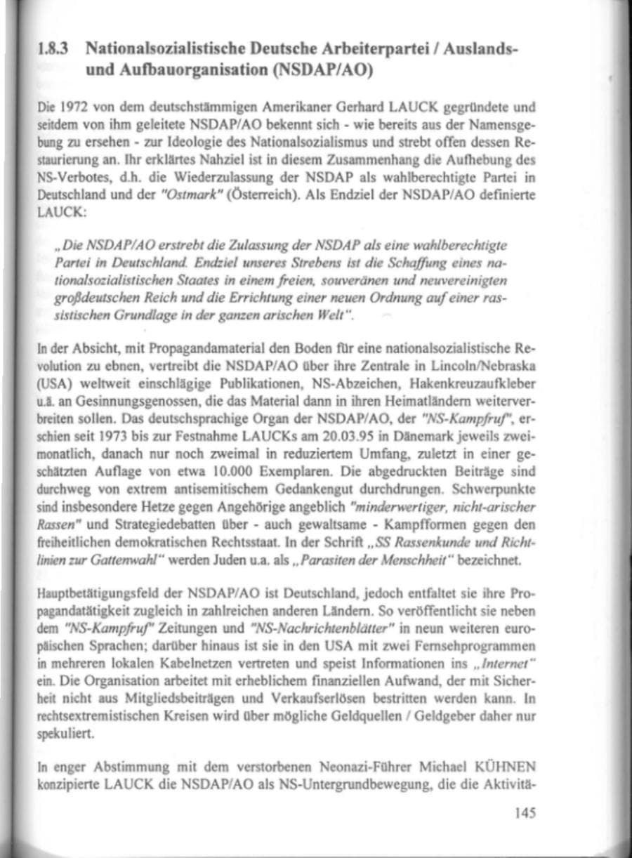 Seite 150 des Verfassungsschutzbericht 1995 Hamburg