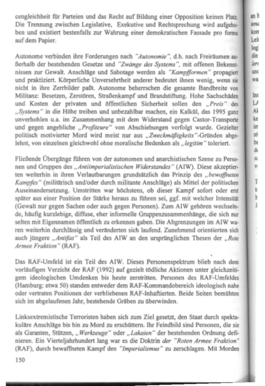 Seite 155 des Verfassungsschutzbericht 1995 Hamburg
