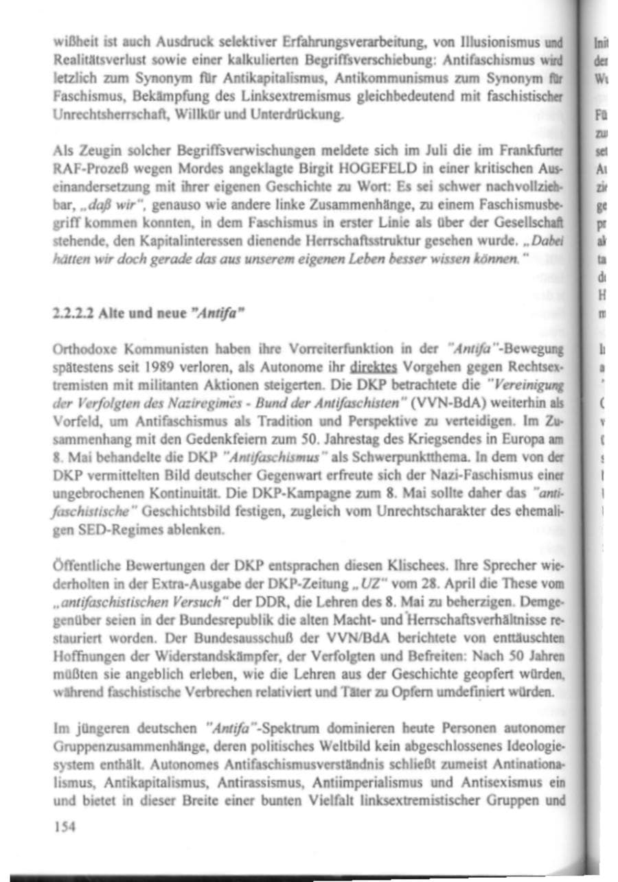 Seite 159 des Verfassungsschutzbericht 1995 Hamburg