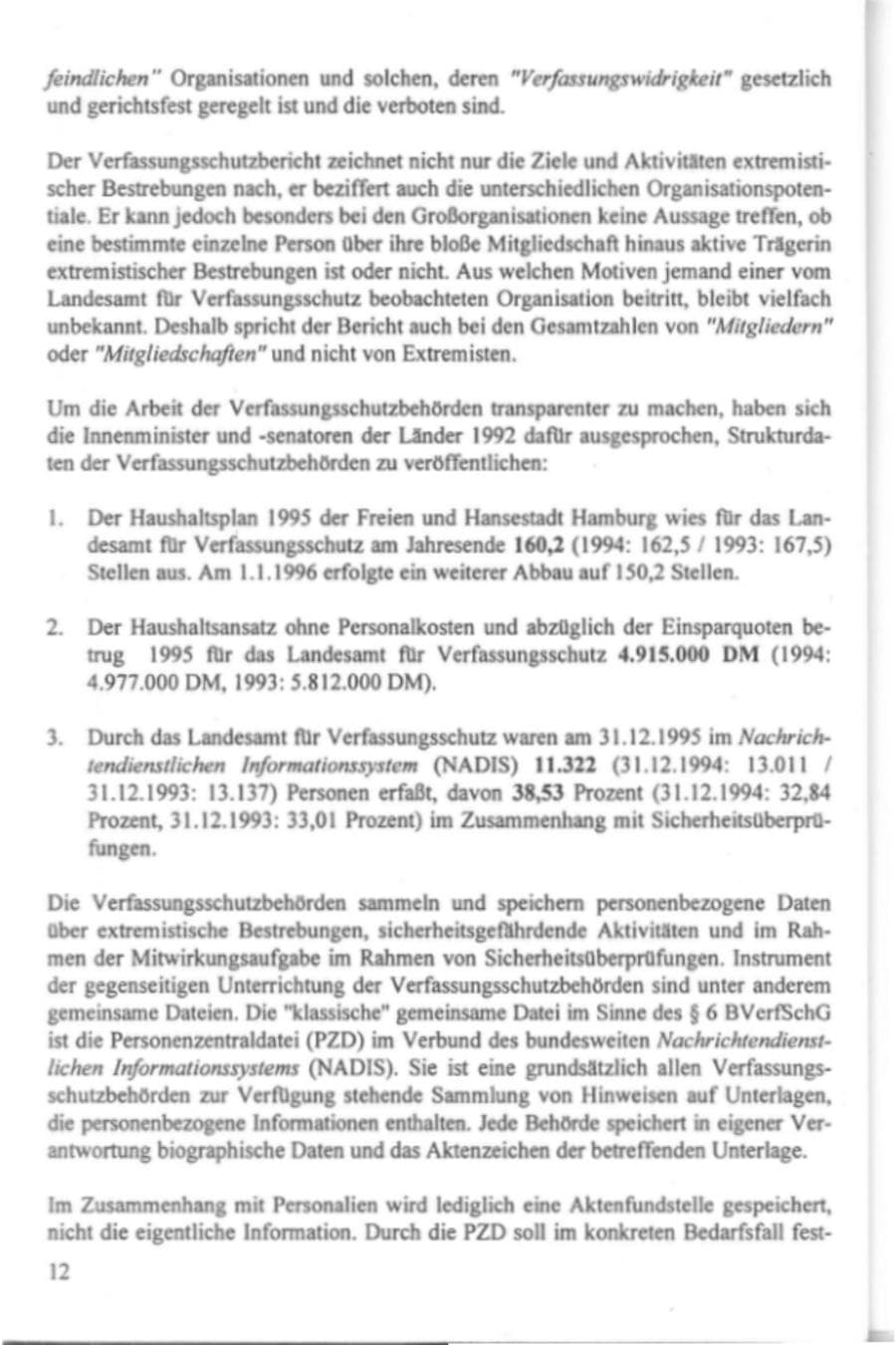 Seite 17 des Verfassungsschutzbericht 1995 Hamburg