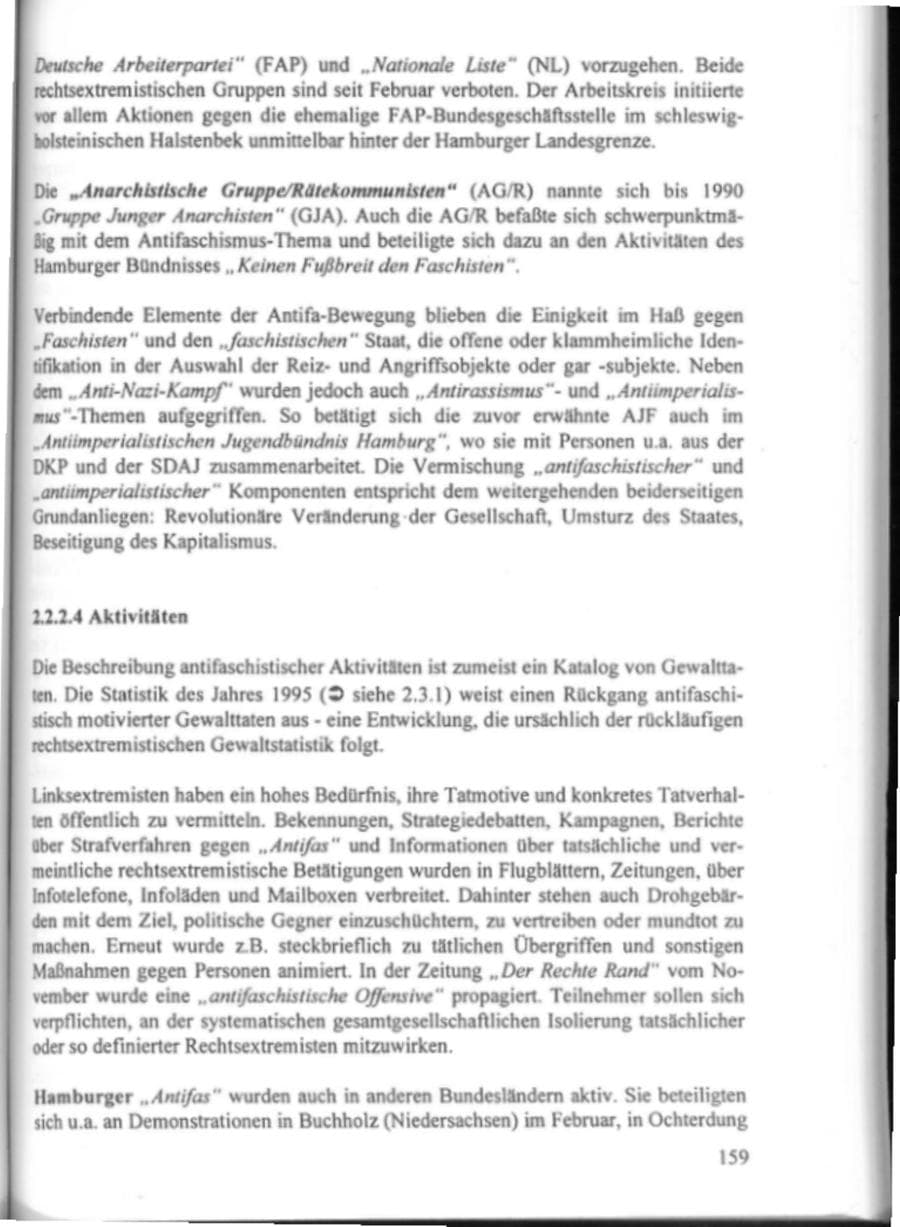 Seite 164 des Verfassungsschutzbericht 1995 Hamburg