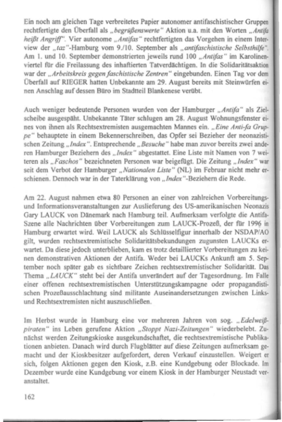 Seite 167 des Verfassungsschutzbericht 1995 Hamburg
