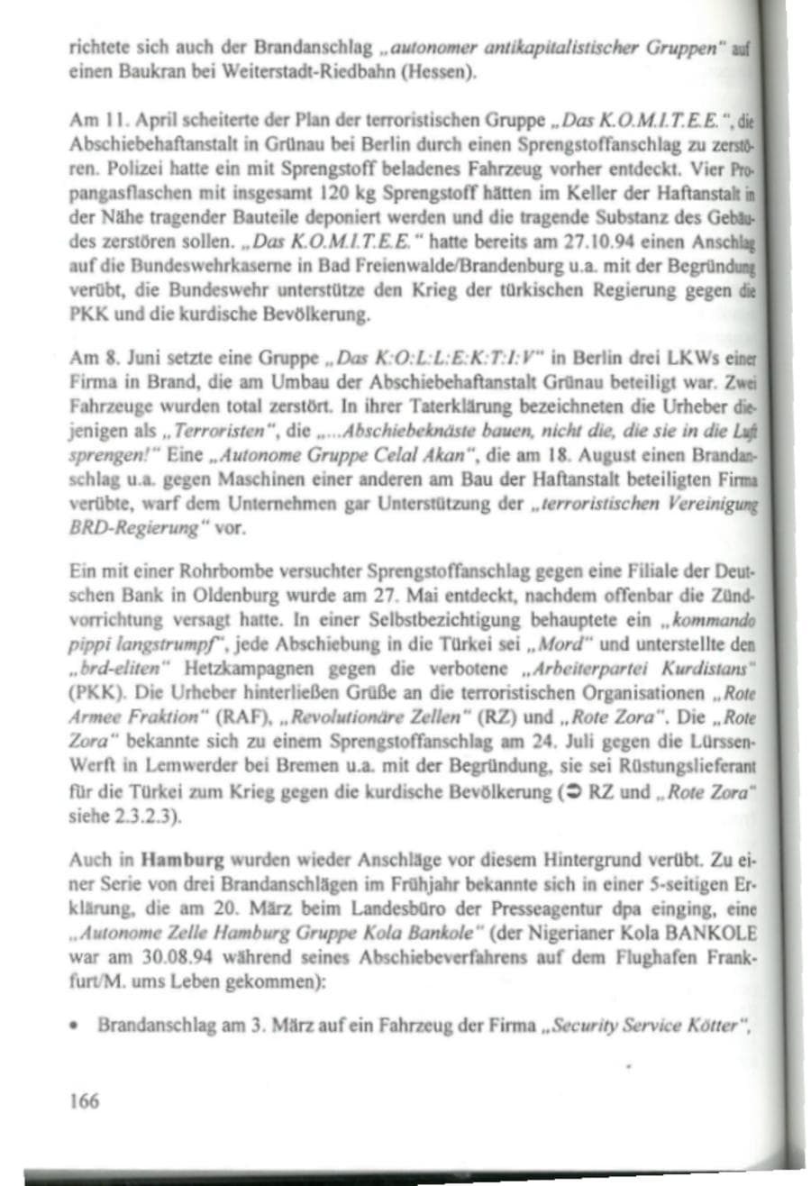 Seite 171 des Verfassungsschutzbericht 1995 Hamburg