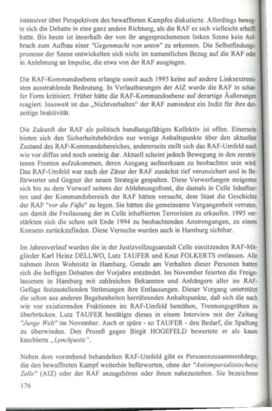 Seite 181 des Verfassungsschutzbericht 1995 Hamburg