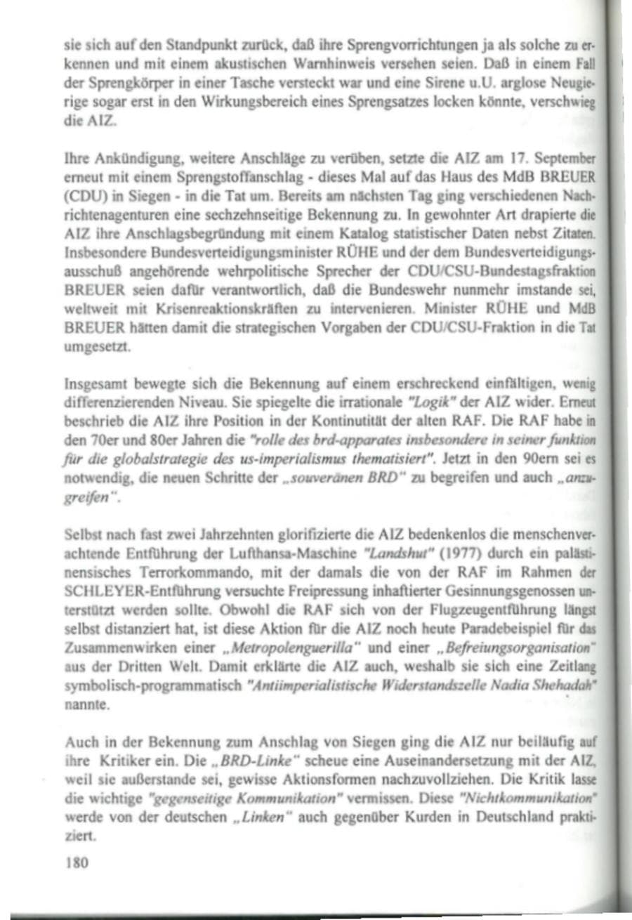 Seite 185 des Verfassungsschutzbericht 1995 Hamburg