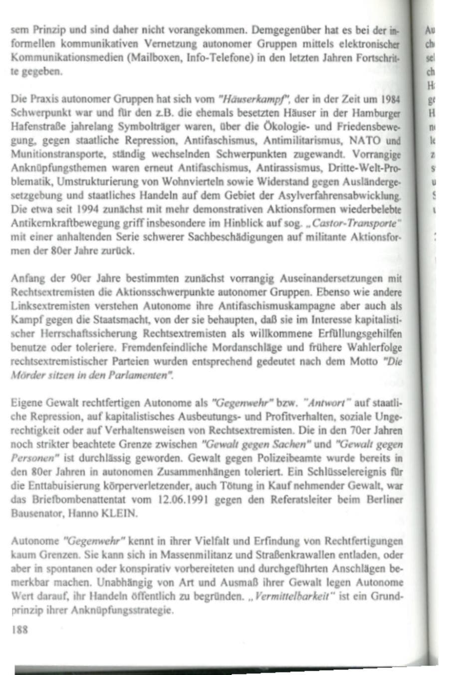 Seite 193 des Verfassungsschutzbericht 1995 Hamburg