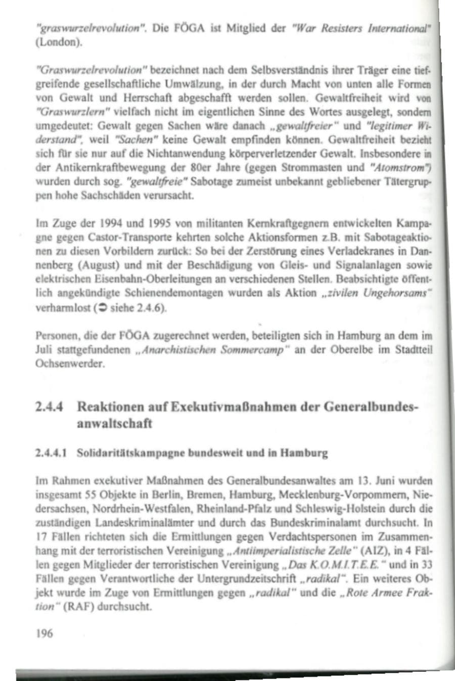 Seite 201 des Verfassungsschutzbericht 1995 Hamburg