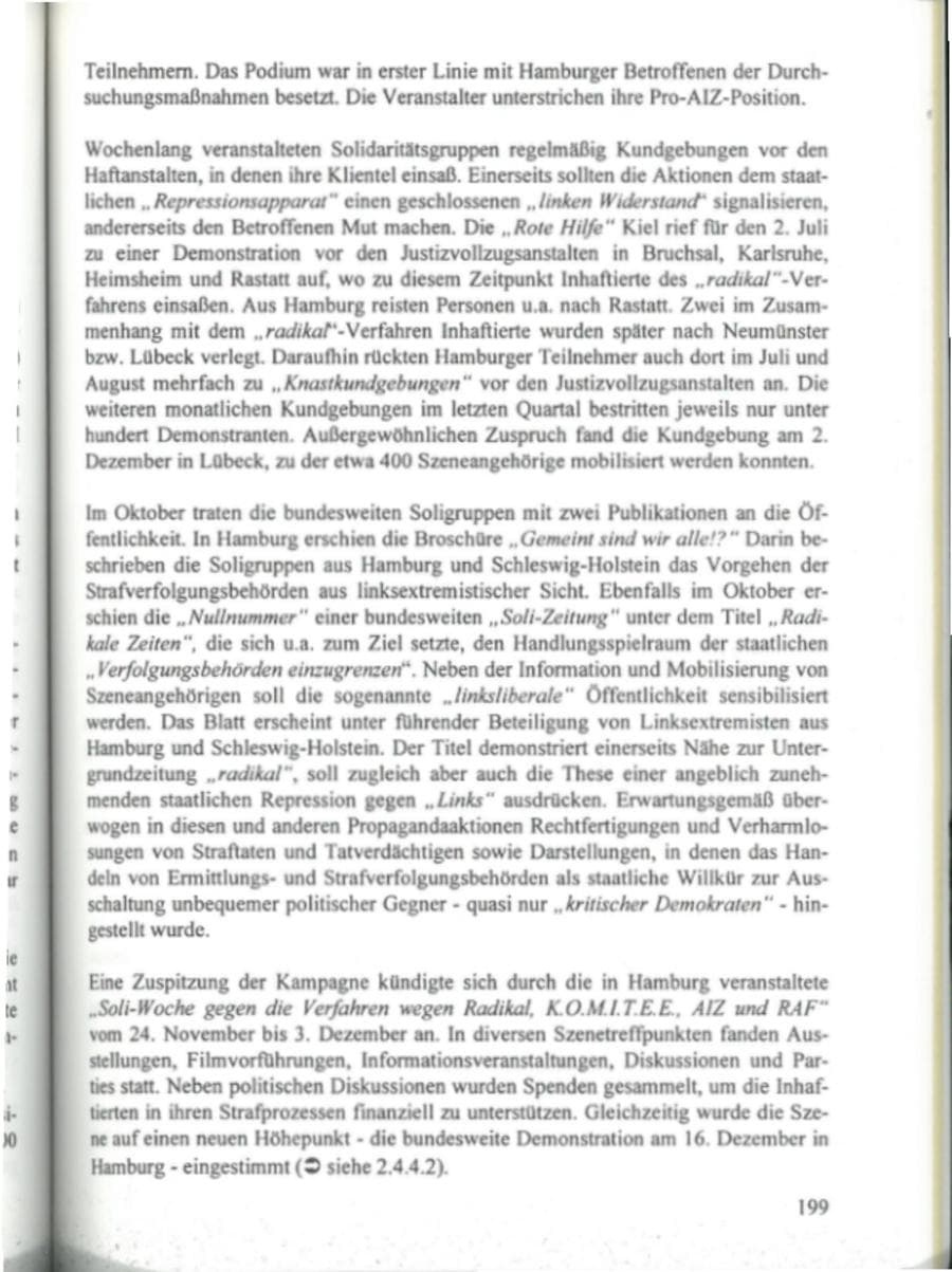 Seite 204 des Verfassungsschutzbericht 1995 Hamburg
