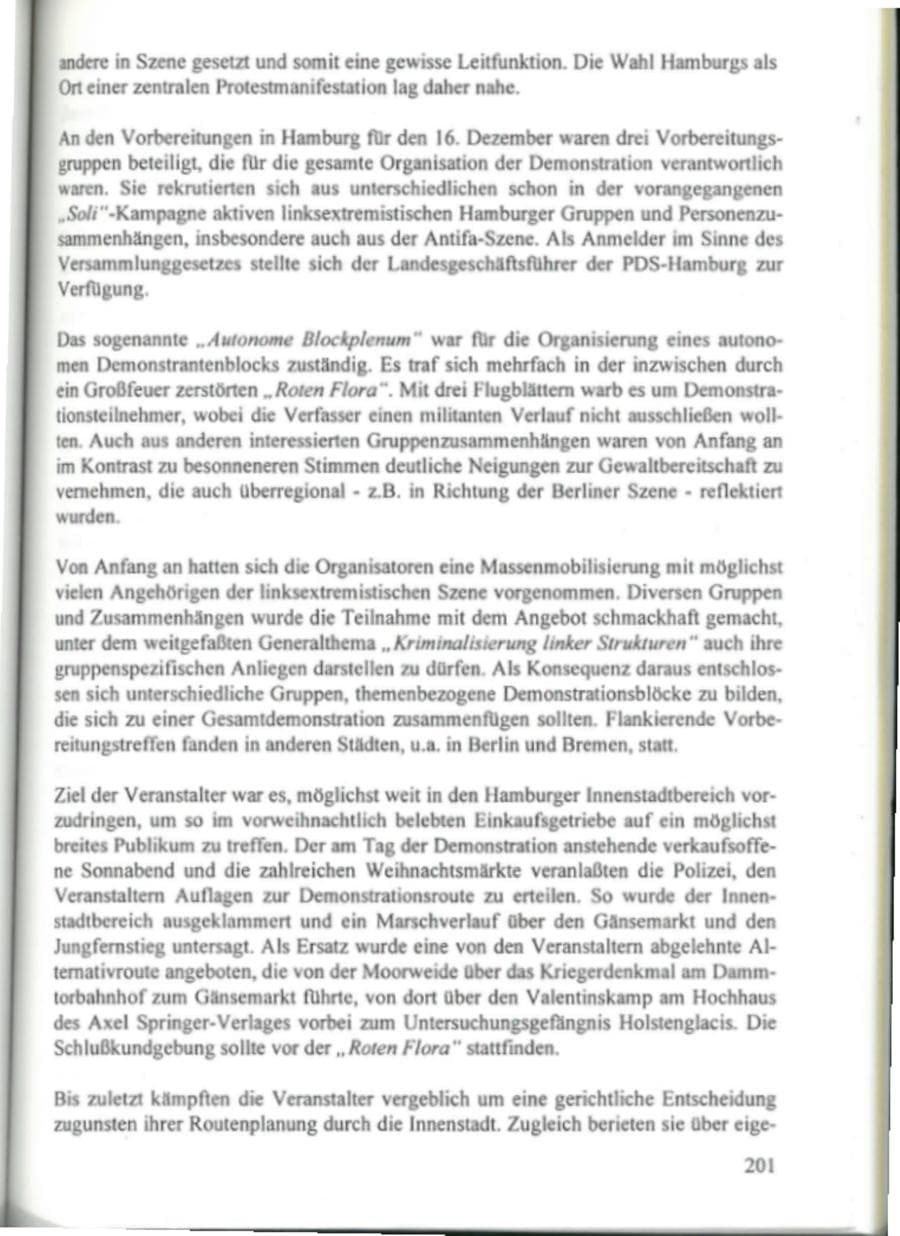 Seite 206 des Verfassungsschutzbericht 1995 Hamburg