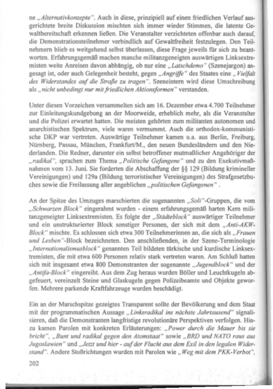 Seite 207 des Verfassungsschutzbericht 1995 Hamburg