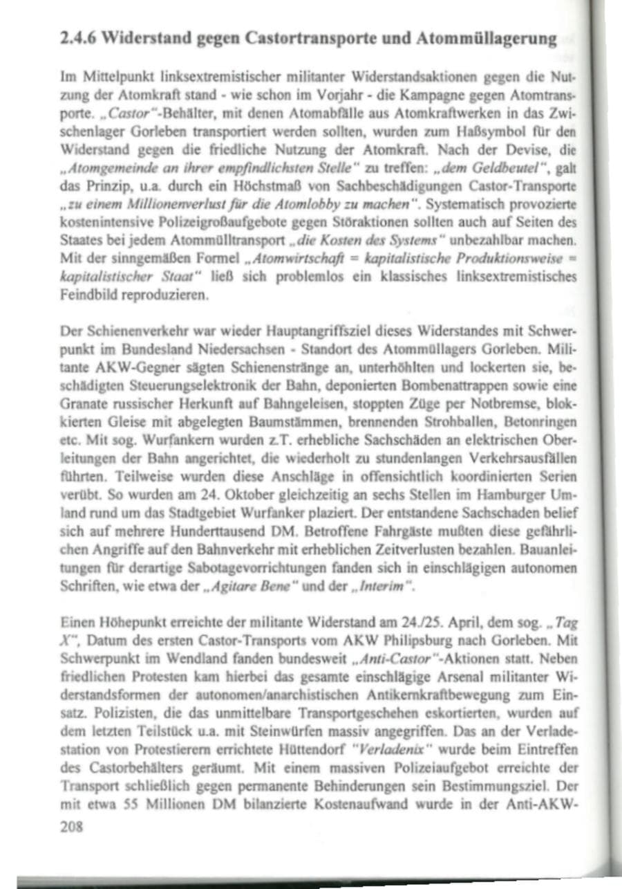 Seite 213 des Verfassungsschutzbericht 1995 Hamburg