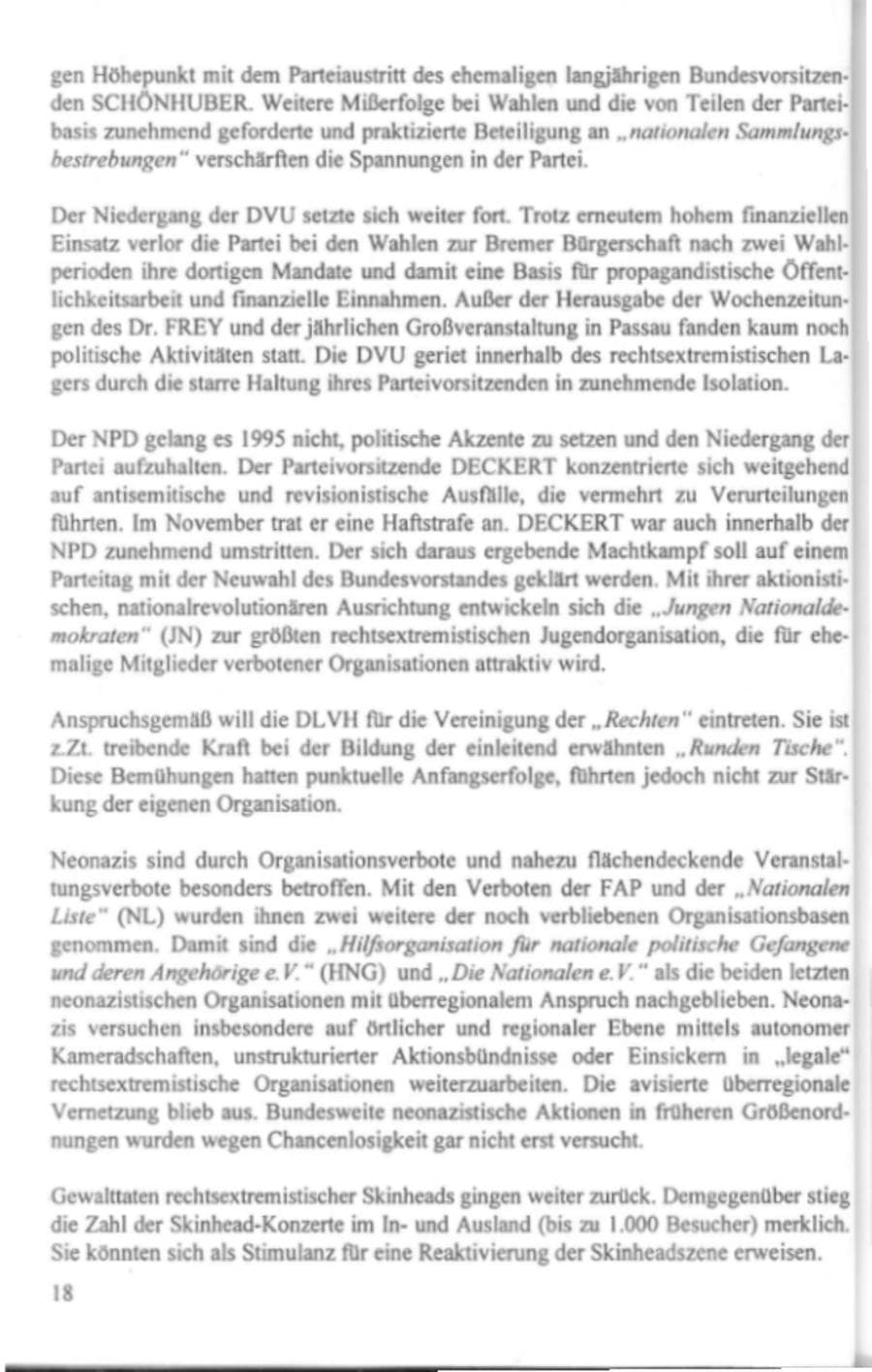 Seite 23 des Verfassungsschutzbericht 1995 Hamburg
