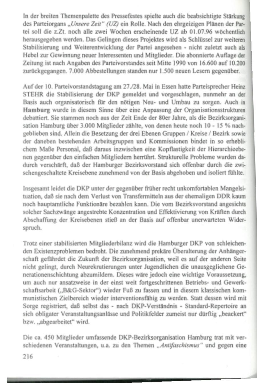Seite 221 des Verfassungsschutzbericht 1995 Hamburg