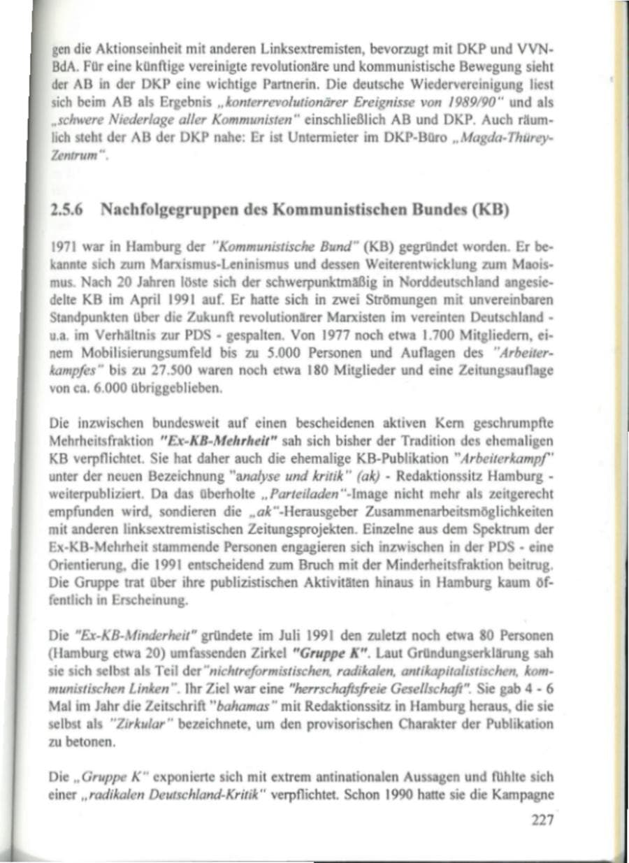 Seite 232 des Verfassungsschutzbericht 1995 Hamburg