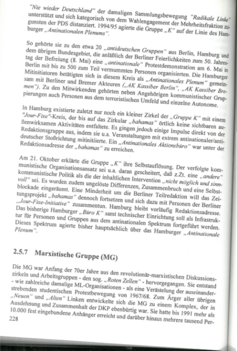 Seite 233 des Verfassungsschutzbericht 1995 Hamburg