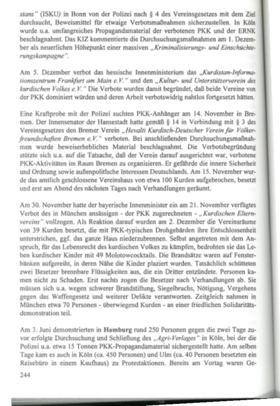 Seite 249 des Verfassungsschutzbericht 1995 Hamburg