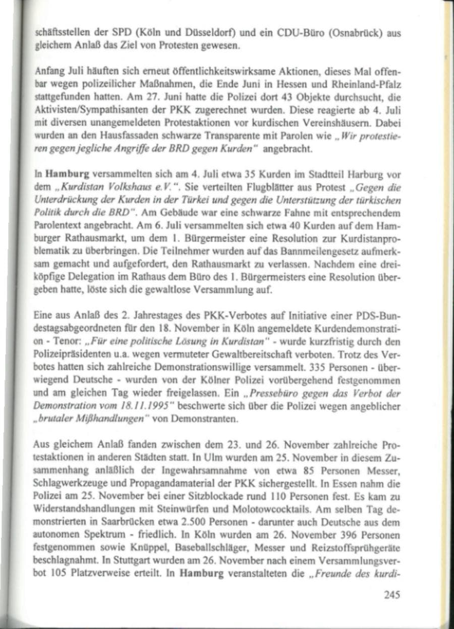 Seite 250 des Verfassungsschutzbericht 1995 Hamburg