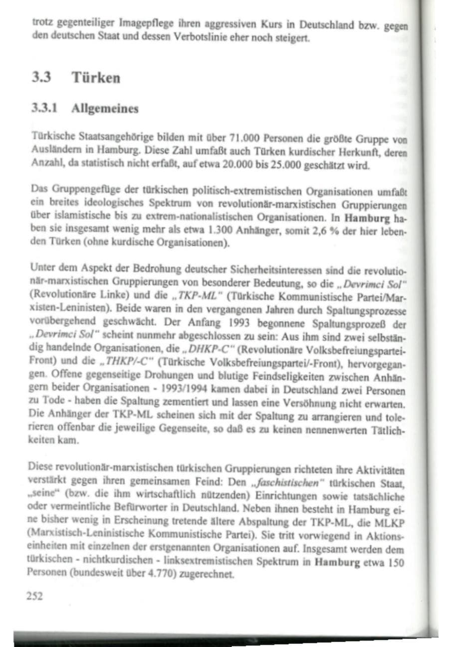 Seite 257 des Verfassungsschutzbericht 1995 Hamburg