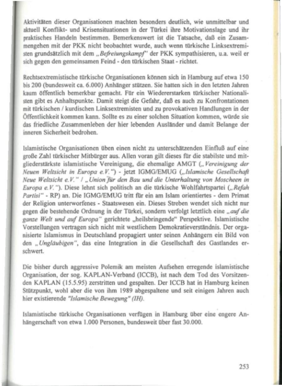 Seite 258 des Verfassungsschutzbericht 1995 Hamburg