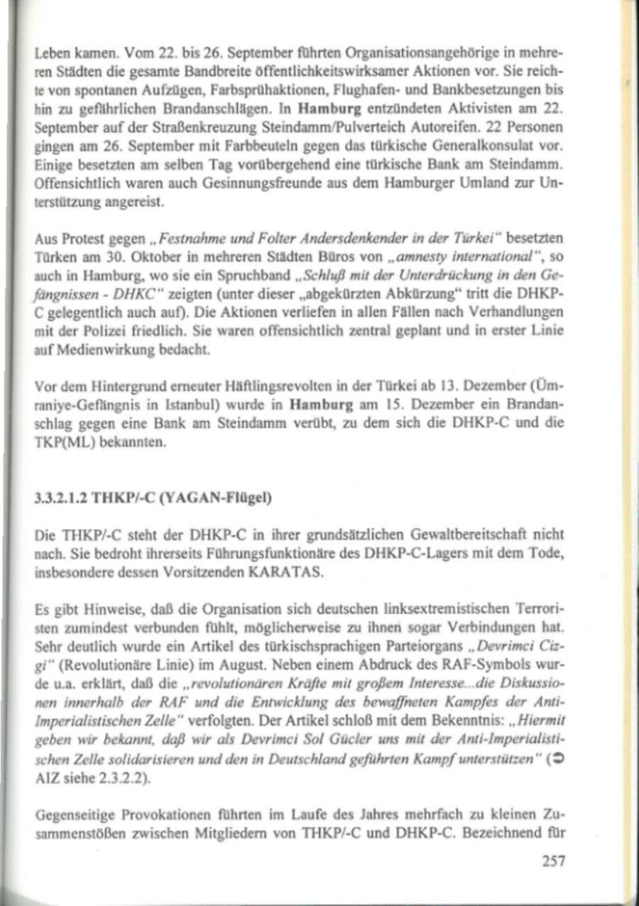 Seite 262 des Verfassungsschutzbericht 1995 Hamburg