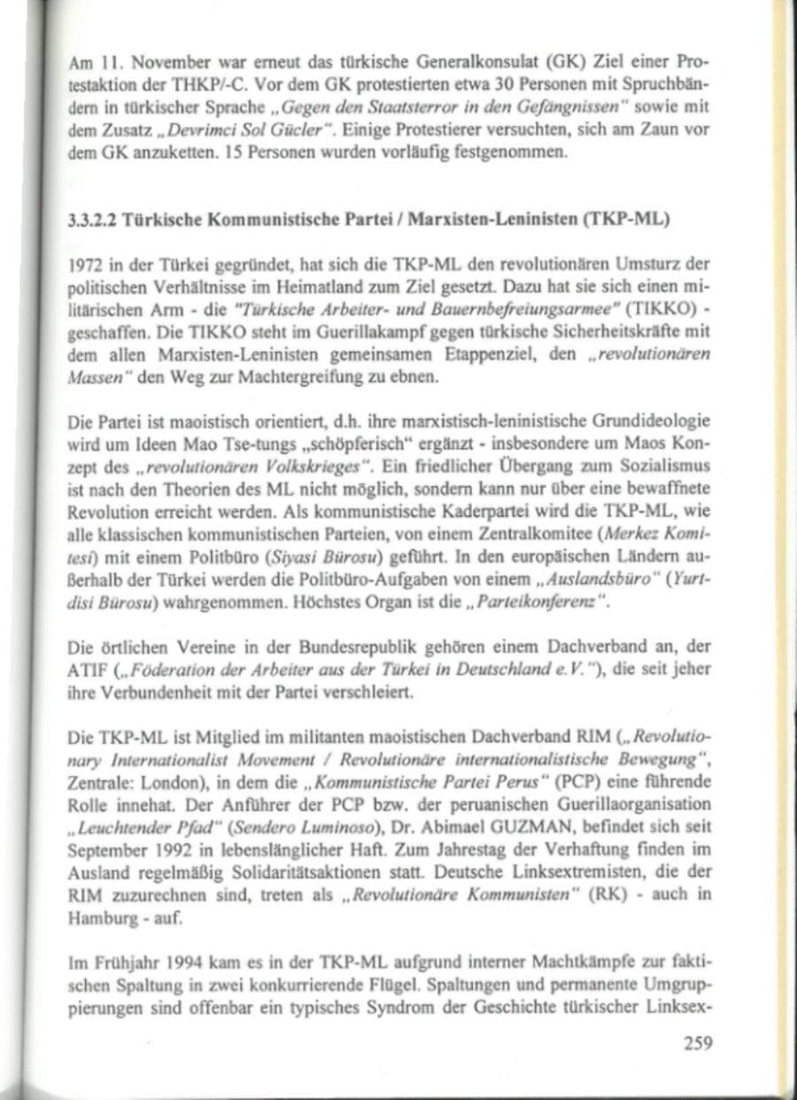 Seite 264 des Verfassungsschutzbericht 1995 Hamburg